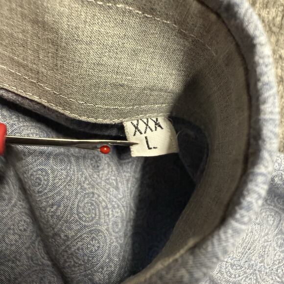 Taccaliti Button Down Long Sleeve Shirt Mens XXL 3XL Gray Paisley Italy Cotton - Picture 3 of 8